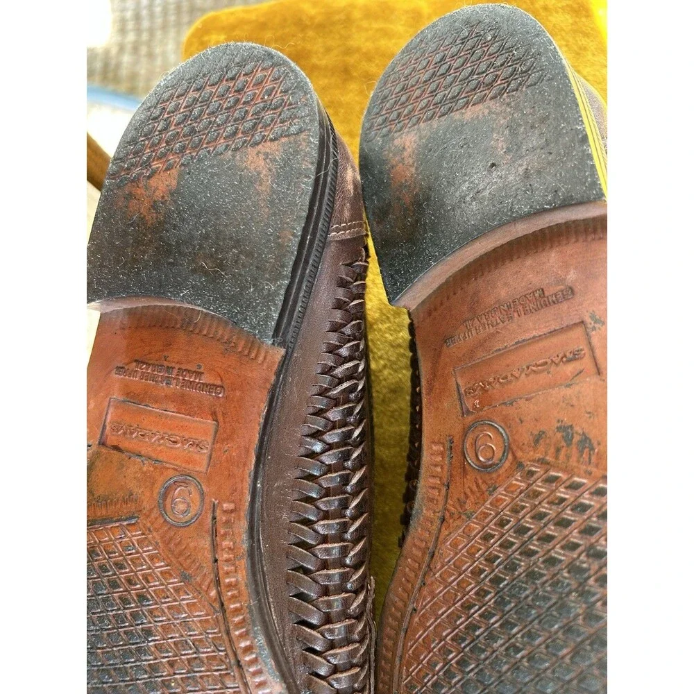 Vintage Stacy Adams Woven Leather Loafers Men’s Size 9 Mahogany Made In Brazil